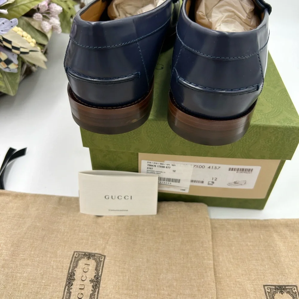 Men’s Gucci interlocking GG leather loafers size 12 made in Italy cobbler soles - Picture 7 of 11